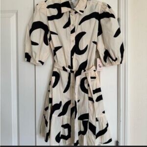 Sincerely Jules Cream and Black Abstract Dress